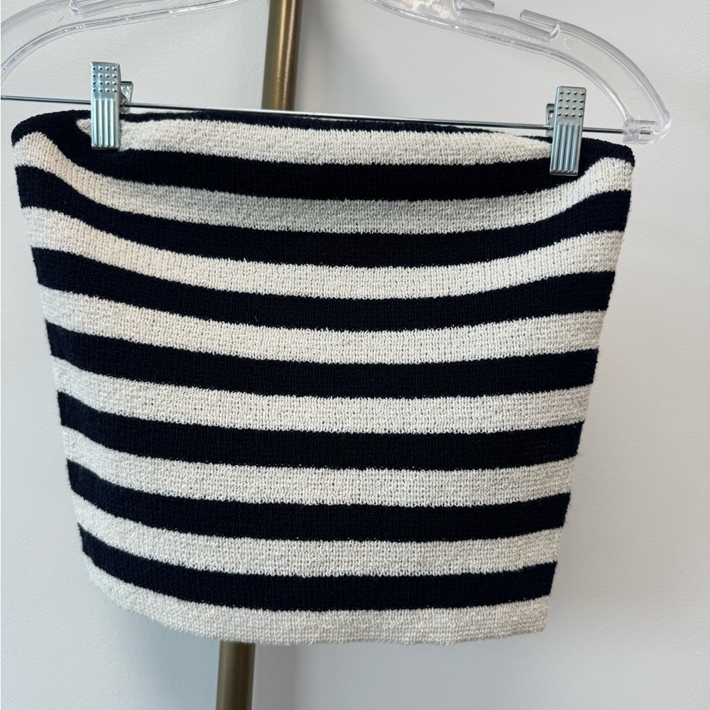 H&M Navy and White Striped Tube Top